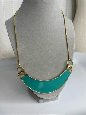 Robert Rose Gold-Tone Teal Crescent Necklace